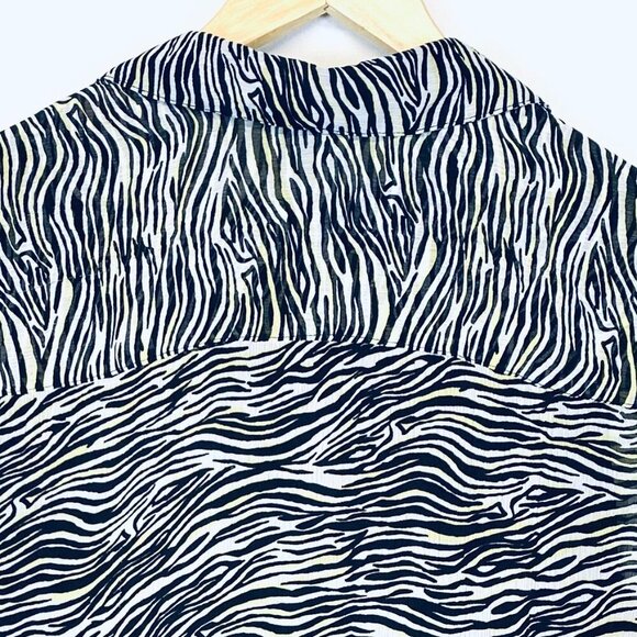 Christopher & Banks Zebra print blouse Womens Extra Large XL black yellow white - Picture 7 of 11